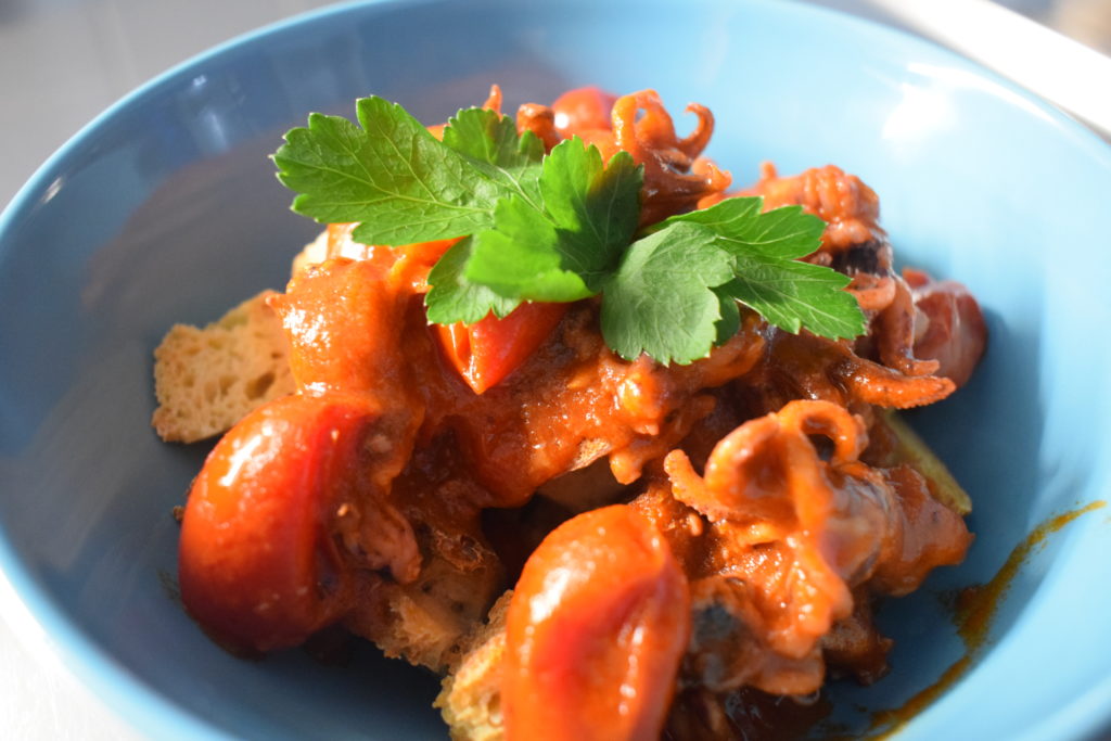 Ciuffi di totano con pomodorini