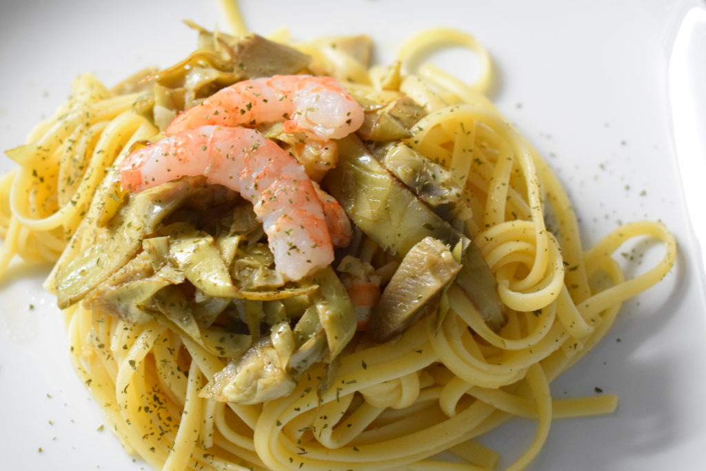Linguine con carciofi e gamberi – Ricetta Bimby